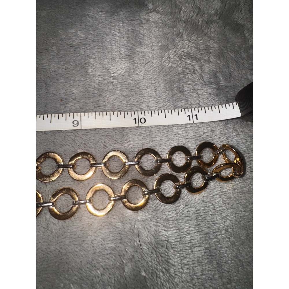 Gold Tone Circle Link Y Necklace‎ Rhinestone Pendant Statement Jewelry - Picture 6 of 6